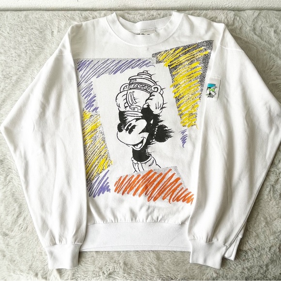 VINTAGE DISNEY x PRINCE Rare 80’s White Crewneck Sweatshirt With Mickey - Picture 1 of 9